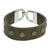 Leather wristband bracelet, 'Be Strong' - Olive Leather Wristband Bracelet with Weathered Studs