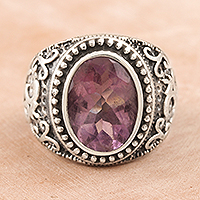 Amethyst single-stone ring, 'Om Glitter'