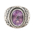 Amethyst single-stone ring, 'Om Glitter' - Om-Themed Amethyst Single-Stone Ring from India thumbail