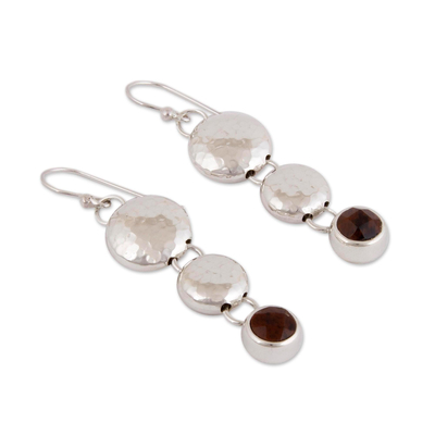 Mahogany obsidian dangle earrings, 'Impressions' - Mahogany Obsidian and Silver Earrings
