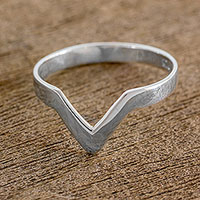 Sterling silver band ring, 'Beauty and Sensibility' - Sterling Silver Pointed Band Ring from Guatemala