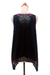 Rayon blouse, 'Flower Colors in Black' - Floral Embroidered Rayon Blouse in Black from Bali