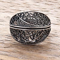 Sterling silver filigree cocktail ring, 'Swirling Paradise' - Sterling Silver Filigree Cocktail Ring from Peru