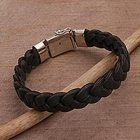 Mens leather bracelet, Powerful Weave