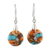 Composite turquoise dangle earrings, 'Moon of Mystery' - Circular Composite Turquoise Dangle Earrings from India thumbail