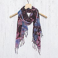 Tie-dyed cotton scarf, 'Artistic Colors'