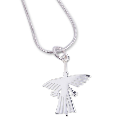 Collar colgante de plata esterlina - Collar con dije de colibrí nazca en plata esterlina