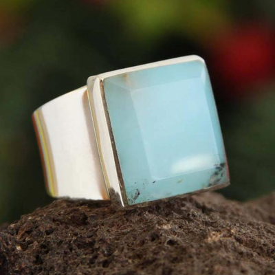 Opal cocktail ring, 'Peruvian Sky' - Andean Opal Cocktail Ring