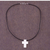 Men's leather necklace, 'Southern Cross' - Men's Peruvian Cross Fine Silver Cord Necklace