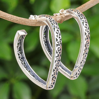 Sterling silver half-hoop earrings, Boundless Love
