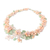 Pearl and rose quartz flower necklace, 'Spring Garland' - Handmade Rose Quartz and Pearl Necklace