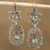 Sterling silver dangle earrings, 'Spirals in the Dew' - Green Glass Bead Sterling Silver Scrolls Dangle Earrings thumbail