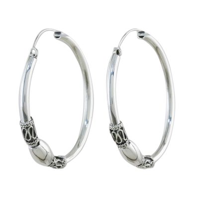 Sterling silver hoop earrings, 'Cool Rounds' - Gleaming Sterling Silver Hoop Earrings from Thailand