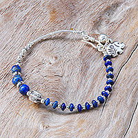 Lapis lazuli beaded bracelet, 'Karen Blue' - Lapis Lazuli Beaded Bracelet from Thailand