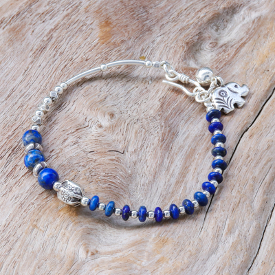 Lapis lazuli beaded bracelet, 'Karen Blue' - Lapis Lazuli Beaded Bracelet from Thailand