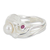 Cultured pearl and ruby cocktail ring, 'Frosted Foliage' - Contemporary Sterling Silver Pearl and Ruby Ring