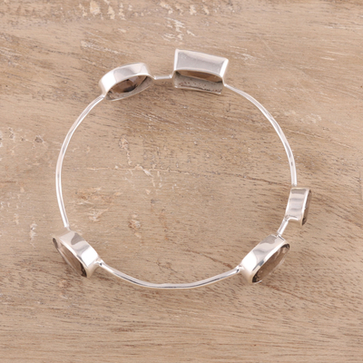 Smoky quartz bangle bracelet, 'Pensive' - Smoky Quartz Bangle Bracelet from India