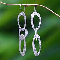 Sterling silver dangle earrings, 'Futuristic'