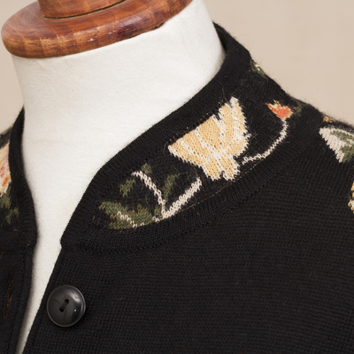 strickjacke aus 100 % Alpaka - Strickjacke mit Blumenmuster aus 100 % Alpaka aus Peru