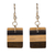 Wood dangle earrings, 'Forest Hues' - Brown Striped Wood Dangle Earrings from Brazil thumbail