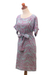 Rayon batik shift dress, 'Gingko Leaf' - Batik Rayon Shift Dress in Green and Magenta from Bali (image 2h) thumbail