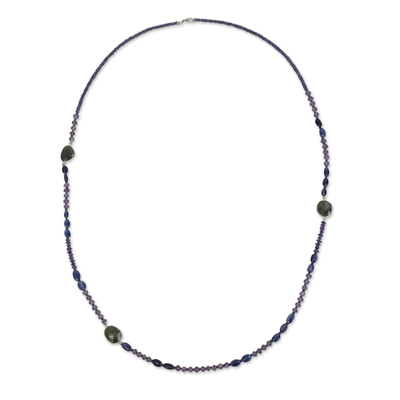 Iolite and kyanite beaded necklace, 'Lanna Mysteries' - Artisan Crafted Necklace with Iolite Kyanite Labradorite