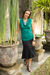 Modal top, 'Aster in Green' - Green Sleeveless Modal Top with Cowl Neck for Women