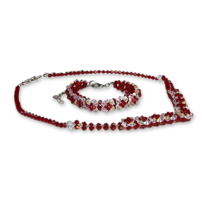 Jewellery set, 'Siam Red Reflections' - Thai Red Crystal Jewellery Set