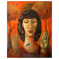 'Meditación' (2006) - Pintura al óleo de bellas artes de meditación de Perú
