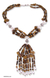 Tiger's eye and cultured pearl Y-necklace, 'Gold Fall' - Tiger's Eye and Pearl Y-necklace
