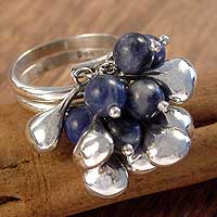 Sodalite cluster ring, 'Cluster' - Unique Sterling Silver and Sodalite Ring