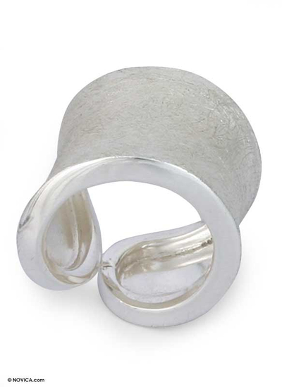 Sterling silver band ring, 'New Beginnings' - Handcrafted Sterling Silver Wrap Ring