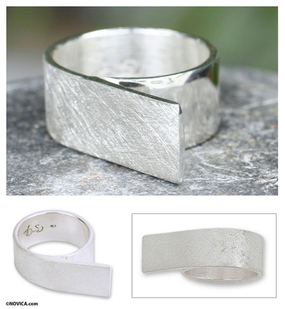Sterling silver band ring, Tenochca Paths