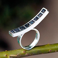 Sterling silver cocktail ring, 'Ladder to your Heart' - Modern Abstract Sterling Silver Statement Ring