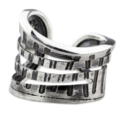 Sterling silver band ring, 'Stella Inspiration' - Unique Sterling Silver Band Ring