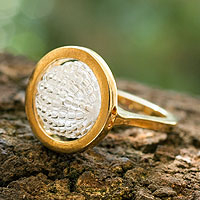 Gold plated cocktail ring, 'Meridian' - Handcrafted Gold Plated Beaded Ring