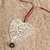 Sterling silver and silk filigree necklace, 'Impassioned Heart' - Filigree Sterling Silver Heart and Agate Necklace on Silk