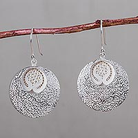 Sterling silver dangle earrings, 'Huancayo Sun' - Contemporary Andean Earrings in Sterling Silver Filigree