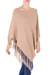 Cotton poncho, 'Spontaneous Style in Tan' - Cotton Poncho with Fringe and Tan Color from Guatemala