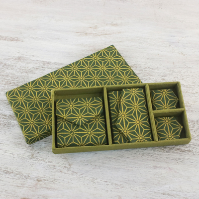 Handcrafted travel gift set, 'Rain Forest Stars' (4 pieces) - 4 Piece Handcrafted Cotton Print Gift Set from Thailand