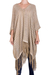 Cotton poncho, 'Element in Clay' - Woven Brown and Ivory Cotton Poncho from Guatemala thumbail