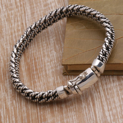 Sterling silver chain bracelet, Curb Ropes