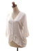 Rayon blouse, 'White Blossom' - Floral Embroidered White Rayon Blouse from Bali (image 2d) thumbail
