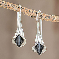 Jade drop earrings, 'Arum Lilies'