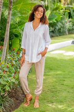 Stonewashed rayon jogger pants, 'Casual Cool' - Stonewashed Rayon Jogger Pants