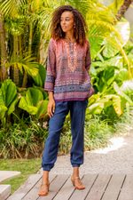 Stonewashed rayon jogger pants, 'Casual Cool' - Stonewashed Rayon Jogger Pants