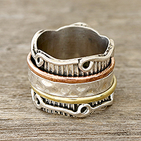 Sterling silver spinner ring, 'Creative Flair'