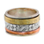 Sterling silver meditation spinner ring, 'Floral Sheen' - Sterling Silver Copper and Brass Indian Floral Spinner Ring thumbail