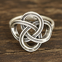Sterling silver band ring, 'Celtic Connection' - Celtic Sterling Silver Band Ring Crafted in India