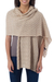 100% alpaca shawl, 'Nutmeg Zigzag' - Women's Alpaca Wool Solid Shawl